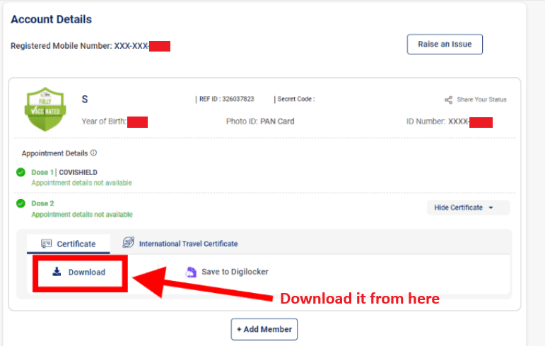 Click on Download Button for Certificate