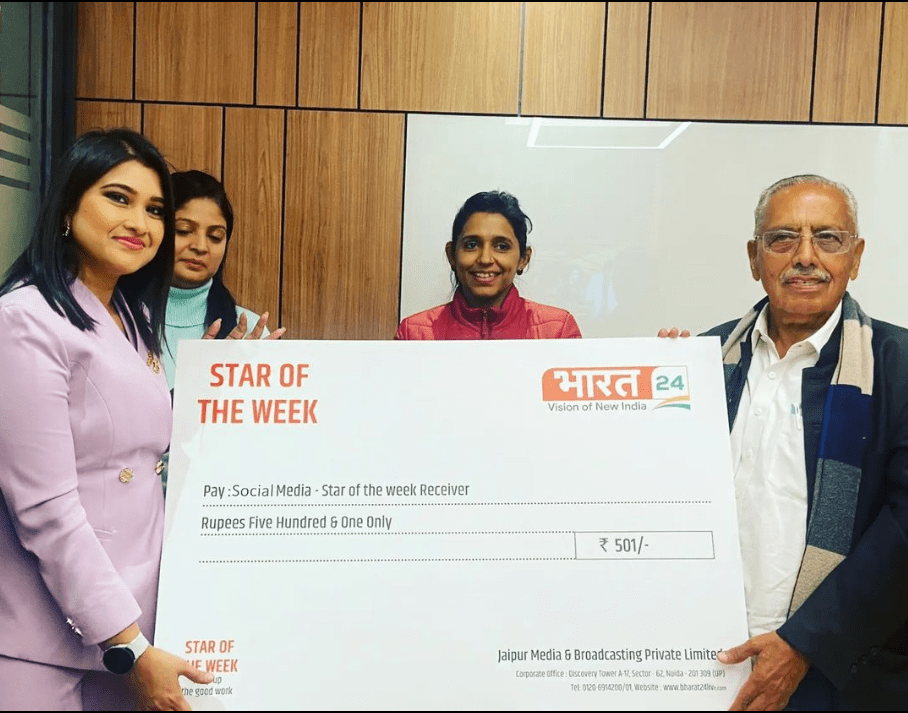 Poornima Mishra Receiving an Award Star of the Week