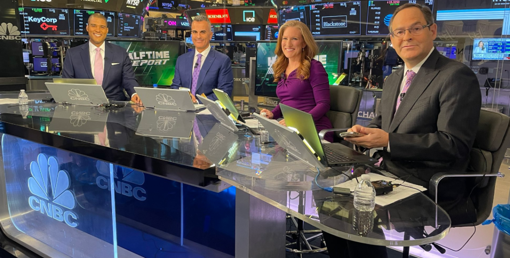 Frank Holland with his friends at CNBC