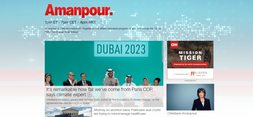 CNN Anchor Christiane Amanpour hosting Amanpour