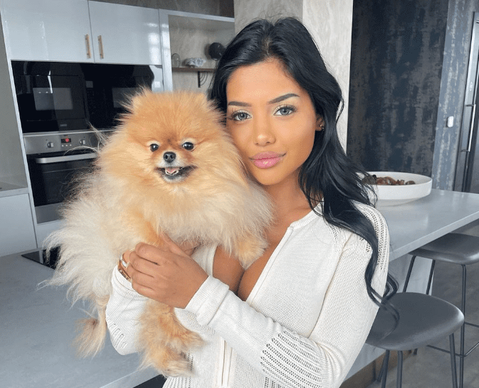 Nurshath Dulal with her Pet Dog