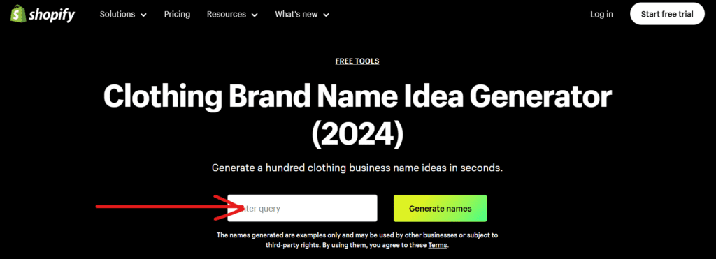 Shopify clothing business name generator tool
