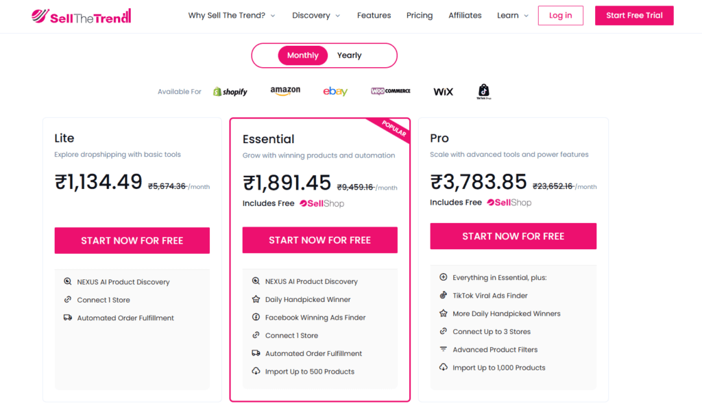 Pricing Plans - Sell The Trend