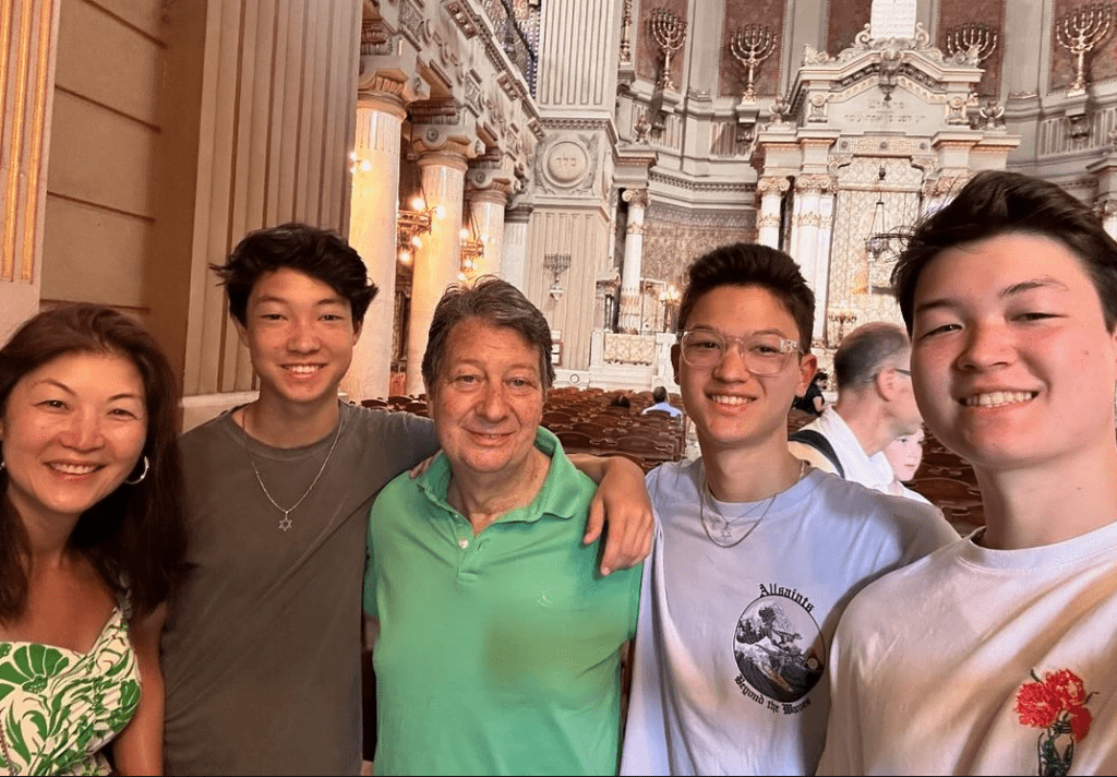 Juju Chang with her Husband and Sons