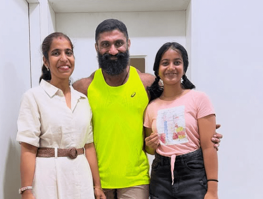 Biglee Murali with his Wife and Daughter