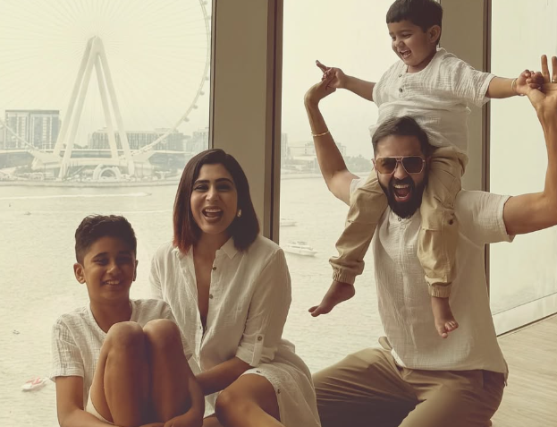 Varun Alagh with wife and two sons